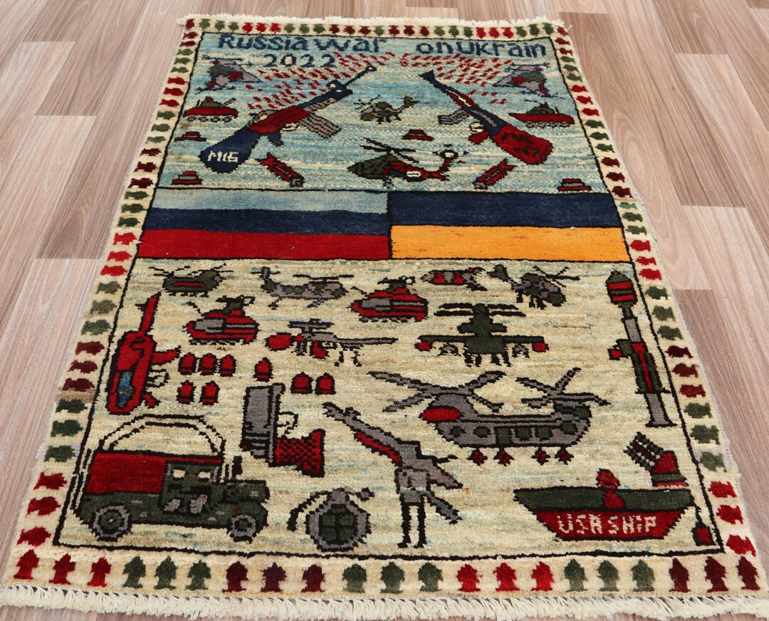 2x3 Ft War Rug designed Russia Flag and Ukraine Flag Afghan Hand ...
