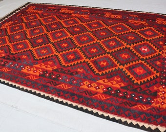 SIZE : 6&#39;9 x 10&#39; Feet Afghan Kilim Rug. Handmade Tribal Ghallmori Kilim Area Rug. Home Decor Area Rug. Boho Kilim Rug. Any Room Rug