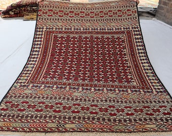 Vintage Afghan Soumak Kilim Rug (2'9x4'6) - Handwoven Wool, Bohemian Area Rug