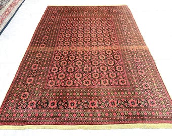 6x9 Vintage Turkmen Bashiri Rug - Afghan Hand Knotted Tribal Fine Wool Rug - Geometric Area Antique Rug - Oriental Soft Pile Living Room Rug