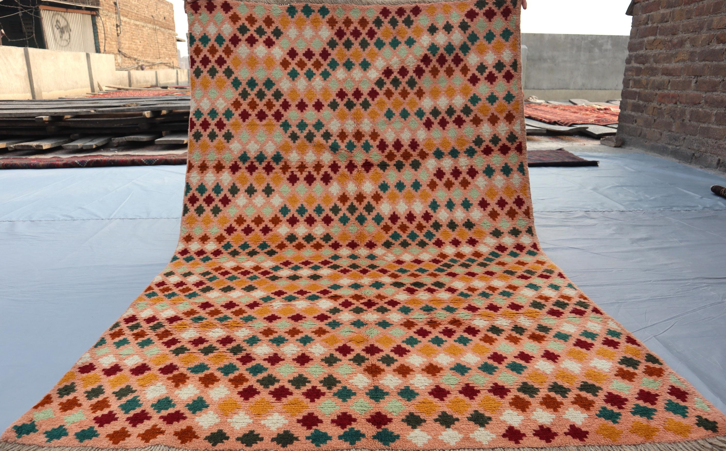 期間限定6000円値下げ】手織りラグ 多色ダイヤモンドパターン 手織り