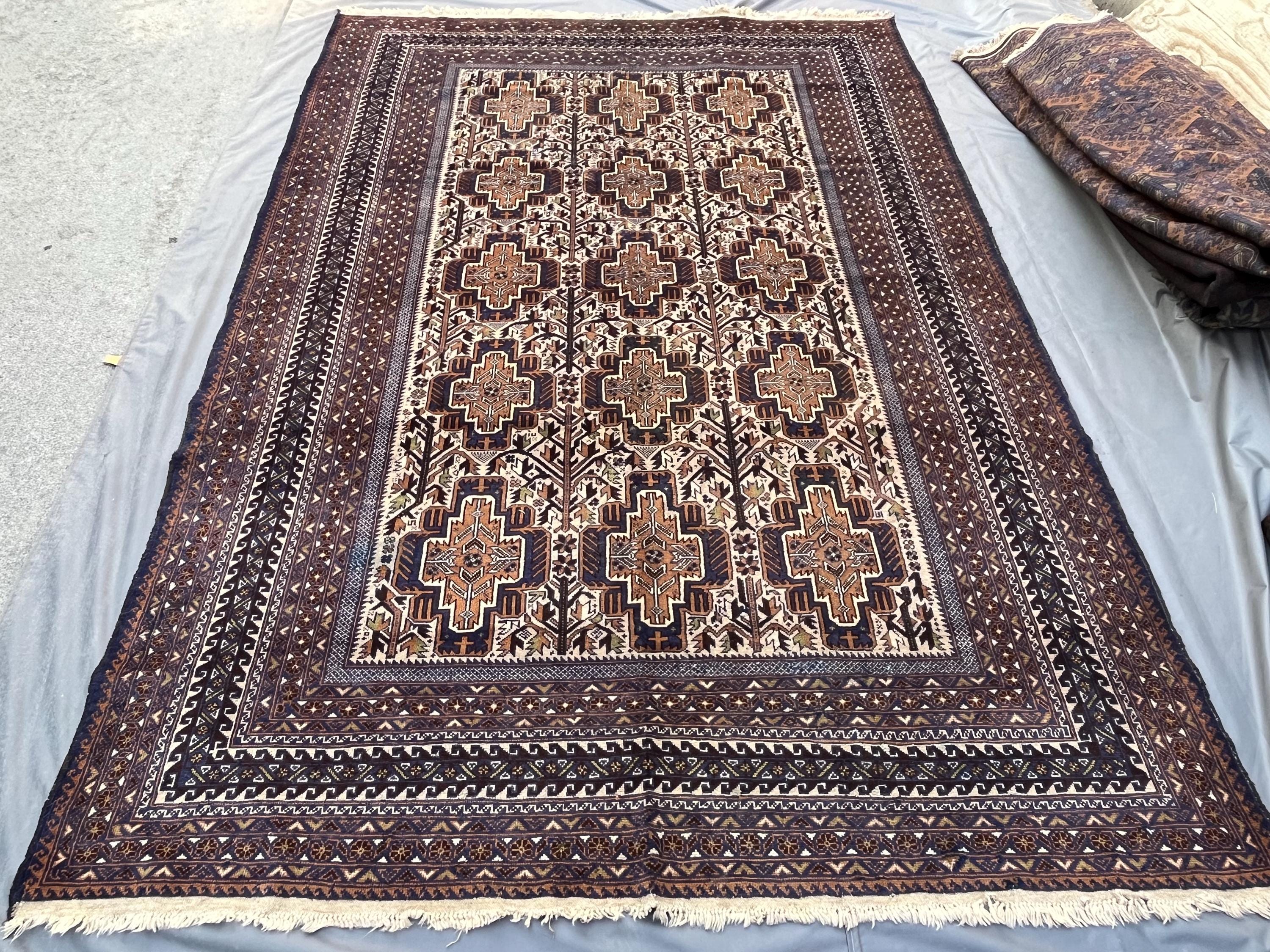 Antique Afghan Baluchi Rug – Hand-knotted Wool, Geometric Beige - Etsy