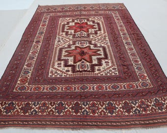Vintage Afghan Kilim Rug 6x8, Handmade Wool Flatweave Rug, Tribal Geometric Area Rug, Boho Living Room Carpet