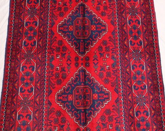 10フィートのアフガンウールランナーラグ：手織りヘリズスタイル