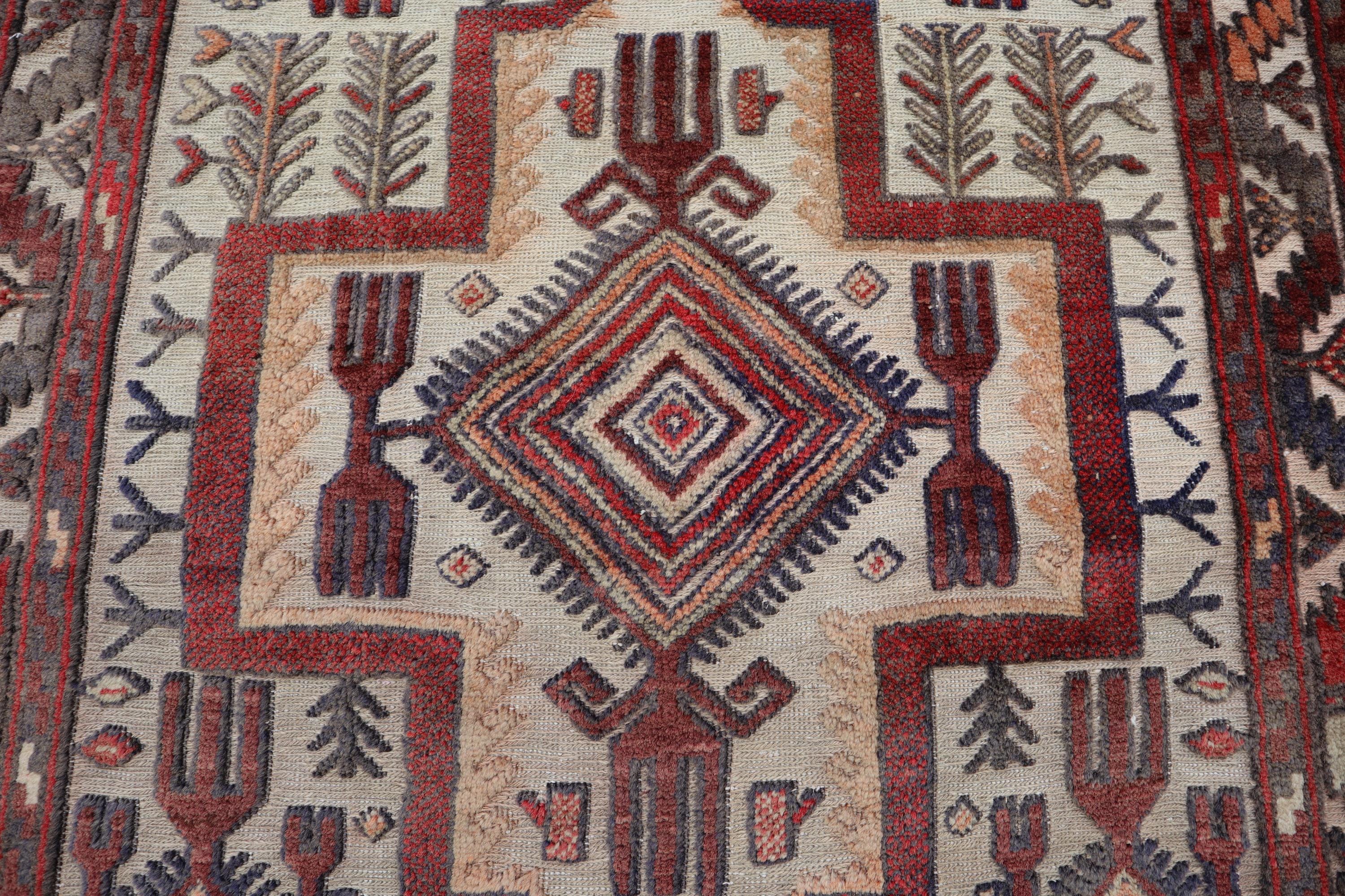 Vintage Barjasta Kilim Runner 3x13, Handmade Faded Tribal Wool Rug 