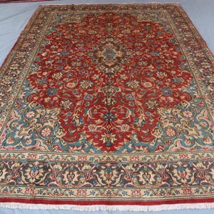 8x11 Red Oriental Rug – Handmade Wool Area Carpet – Traditional Turkish Style Rug – Floral Medallion Living Room Rug - Use Rug For Anywhere