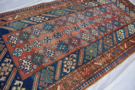 アンティークハンドメイドトルクメンラグ、3 x 6フィート、部族織り