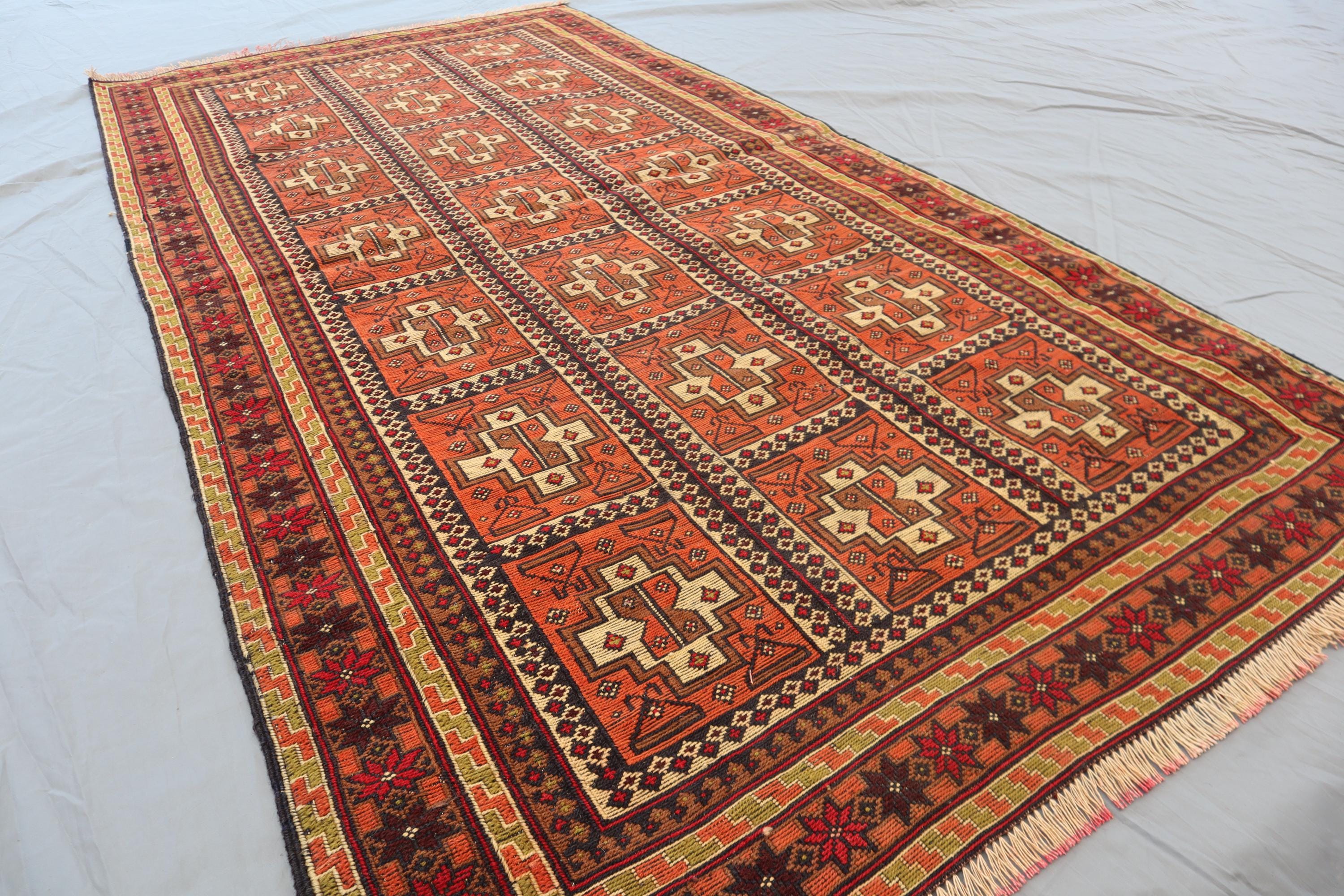 ヴィンテージ アフガニスタン スマック キリム ラグ：手織りウール