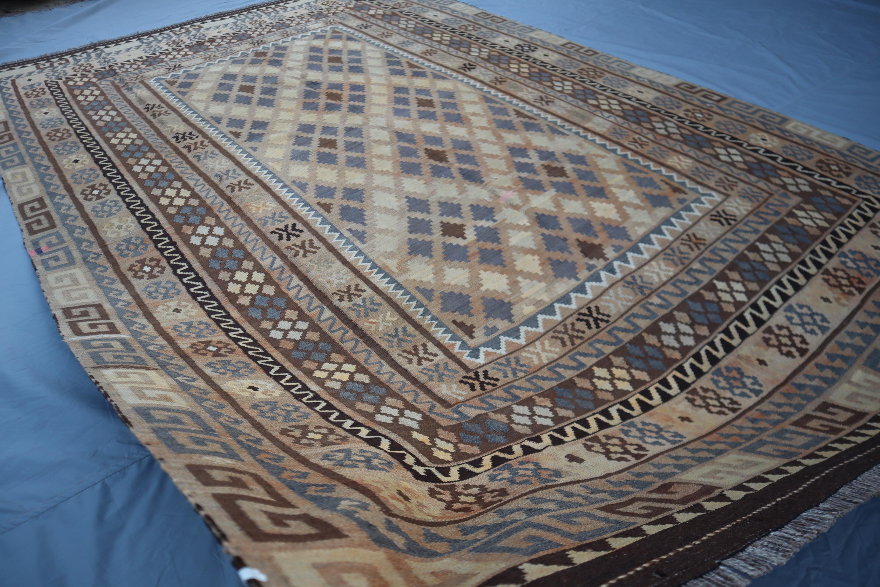 7x10 ヴィンテージ アフガン キリム ラグ：テラコッタウール