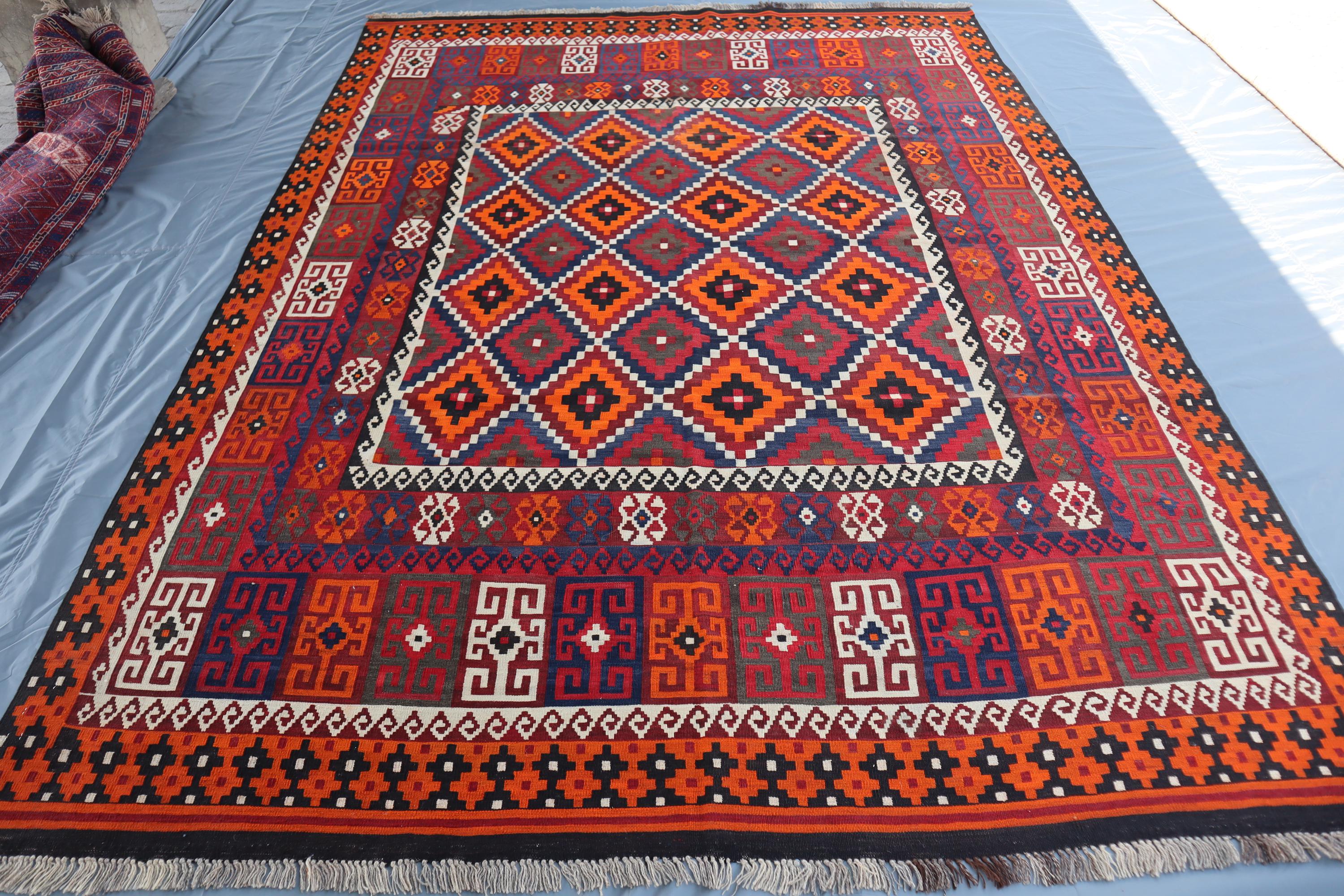 アフガン ヴィンテージ キリム アフガニスタン産 1970年代 オールドラグ キリム-ヴィンテージ