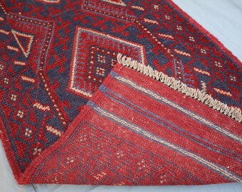 ヴィンテージ アフガン ランナーラグ、トライバル ジオメトリック