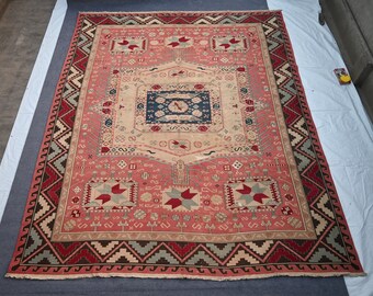 Handmade Afghan Soumak Kilim Rug – 13x16 Wool Geometric Flatweave