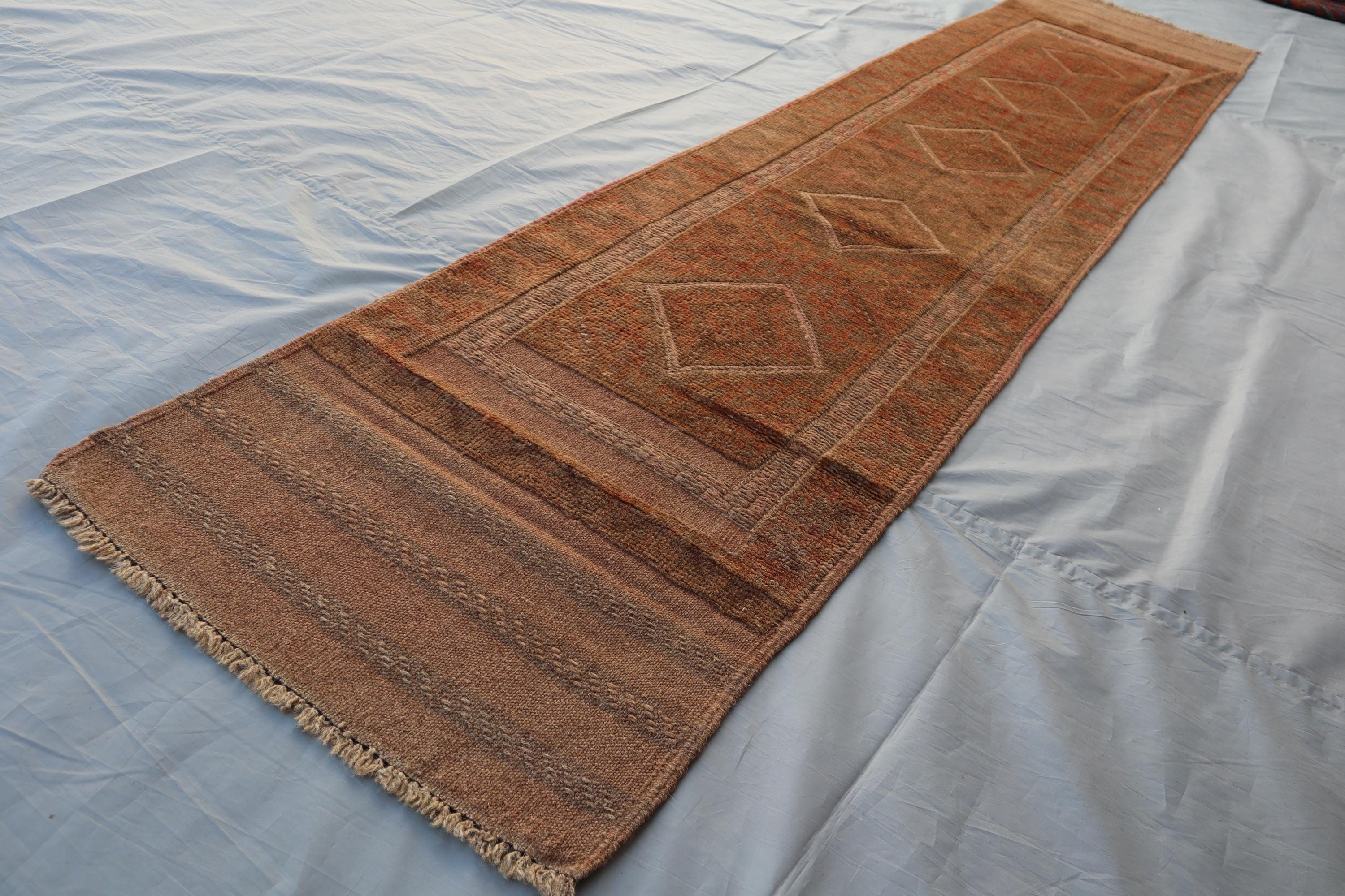 ヴィンテージアフガニスタン手織り段通　193×112 幾何学模様のウールラグ ヴィンテージアフガニスタン手織り段通 193×112 幾何学模様の