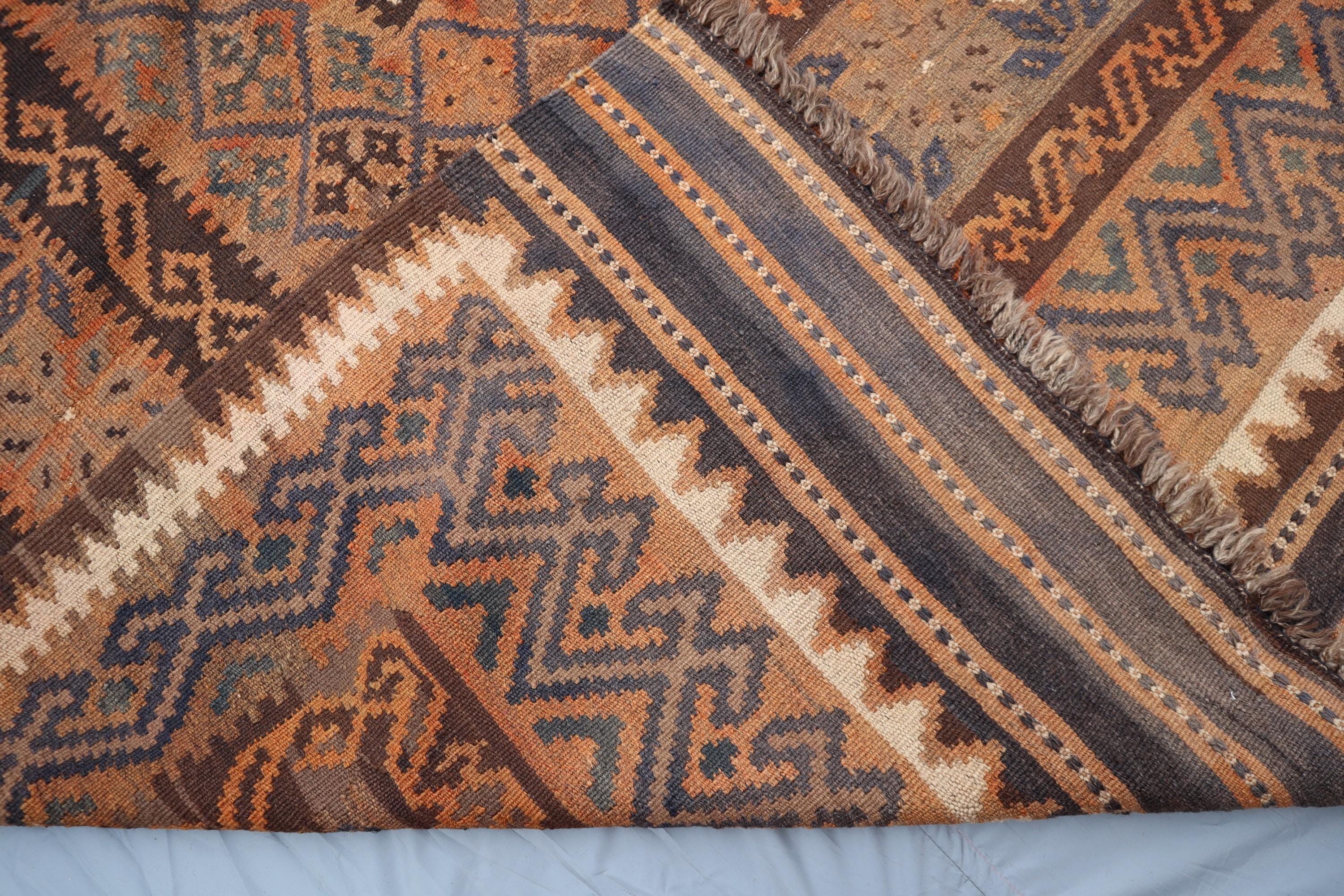 9x13 アンティーク アフガン キリム ラグ、ハンドメイド ウール