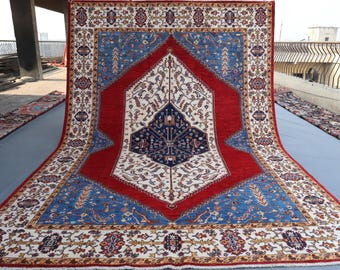 Afghan Red Heriz Rug: Oriental Medallion Wool Rug (6.10x9.9 Ft)