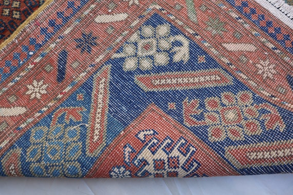 アンティークハンドメイドトルクメンラグ、3 x 6フィート、部族織り