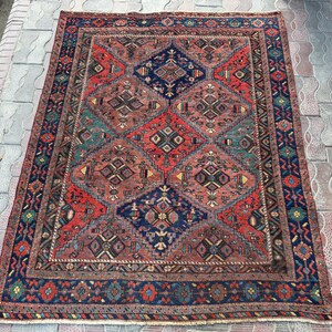 135x169 CM Antique Tribal Baluch Natural Dye Color Rug, Afghan Turkmen Rug, Turkish Antique Rug, Caucasian Vintage Rug, Kazak Wool Rug