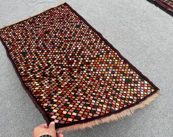 ヴィンテージ アフガン バルーチ ラグ (3x5): ハンドメイド ウール