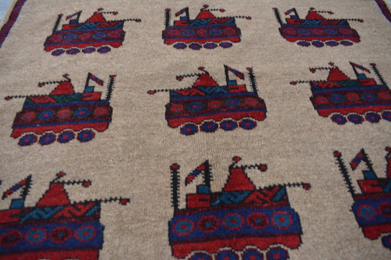 3 x 4/'9 Feet Gorgeous Handmade Afghan Tribal Tang Pattern Stunning 100/% Wool Rug
