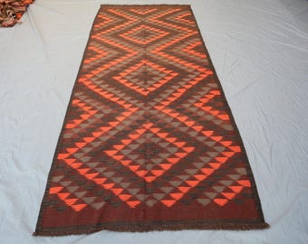 アフガンキリム　ランナー 3x4 ハンドメイド アフガン キリム ランナーラグ | オレンジデニム