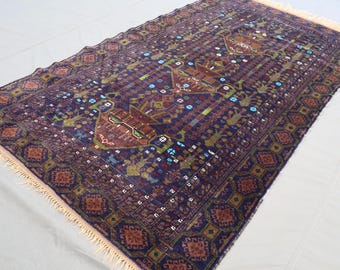 ヴィンテージラグ　バルーチ　トライバルラグ　アフガニスタン絨毯　ウール アフガニスタン産 1990年代 バルーチ族】トライバルラグ-ヴィンテージ