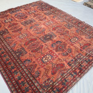 8x10 Orangish Kazak Area Rug Afghan Hand Knotted Wool Rug - Vintage Veg dyes Wool Oriental Kazak Rug - Vintage Tribal Carpet - Bedroom Rug