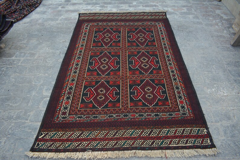 4/'4 x 6/'9 Feet Gorgeous Handmade Afghan Adraskan 100/% wool Traditional Vintage kilim rug