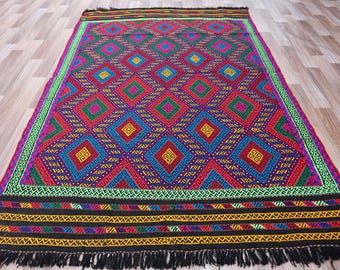 4x6 Turkish Multicolor Flat-weave Kilim Rug - Anatolia Kilim Rug - Afghan Handwoven wool Kilim Rug - Natural Veg Dye Rug, Living Room Rug