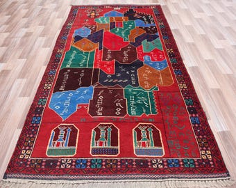 3&#39;6 x 6&#39;9 ft Gorgeous Handmade Vintage Baluchi Rug - Tribal Afghan Oriental Rug, Home Decor Rug, Wall Hanging Rug, Office Rug, Doorway Rug