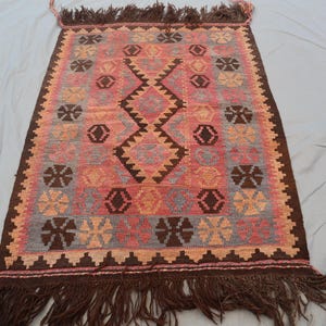 2&#39;8x3&#39;8 Handwoven Flatweave Kilim Rug - Vintage Afghan Kilim Rug - Small Accent Kilim Rug - Boho Kilim Rug - Kitchen Rug - Bathroom Dorm Rug