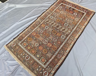 3'6x6'4 ft Vintage Afghan Traditional Kilim Area Rug - Hand Knotted Wool Rug - Oriental Flatweave Kilim Rug - Boho Home Decor Rug - Bedroom