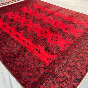 9x12 Ft Afghan Bokhara Sulaimani Rug - Hand Knotted Organic Veg dyes wool Rug - Turkmen Tribal Rug - Home & Living Room Rug - Bedroom Rug