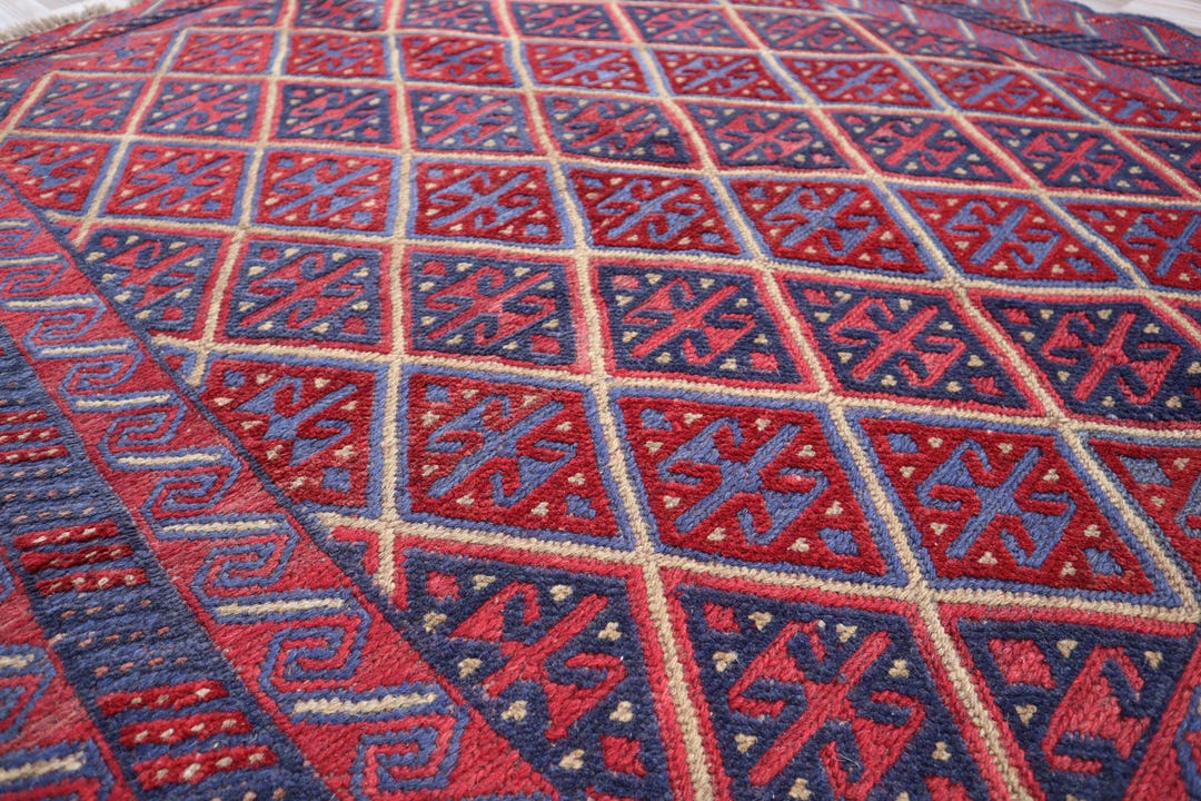 ヴィンテージ ムシュワニ ラグ：5x4 アフガニスタン トライバル 幾何学