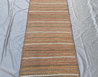 ヴィンテージ アフガン ランナー キリム ラグ：伝統的なチョビ平織り