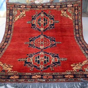 5&#39;9x7&#39;2 Fine Quality Kazak Area Rug/ Afghan Hand Knotted Wool Caucasian Rug/ Vintage Tribal Medallion Rug/ Bedroom Rug/ Rug For Living Room