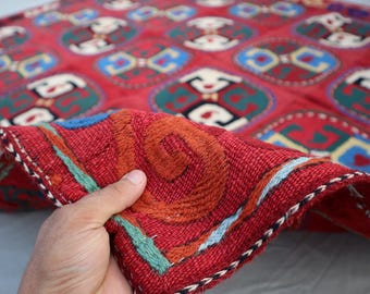 ヴィンテージ アフガニスタン スザニ キリム ラグ – 4'7x5'5 ウール