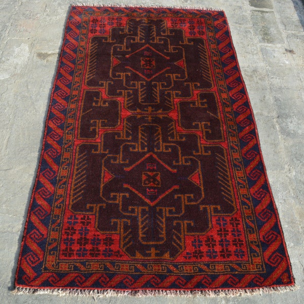 4'11 x 2'10 Ft Nice and Old Afghan Handmade Vintage Baluch Rug Tribal Rug pattern Shendan rug