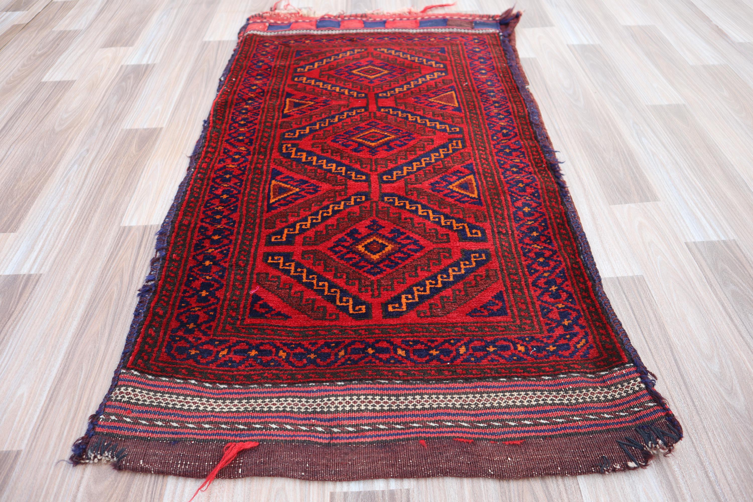 1950年代の赤いアンティークハンドメイドのアフガン部族バルーチ・ザ