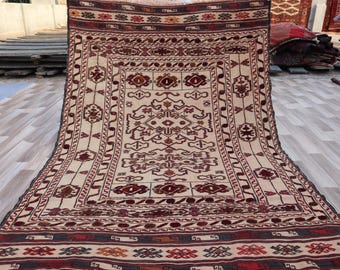 1,5x2m Handgefertigter Kilim Teppich aus 100% Schurwolle. Vintage Kelim Teppich. Kelim Teppich, Antiker Kelim Teppich Flachgewebe