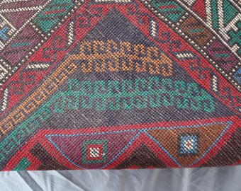 ハンドメイドのアフガニスタンウールラグ：4x7インチのヴィンテージ