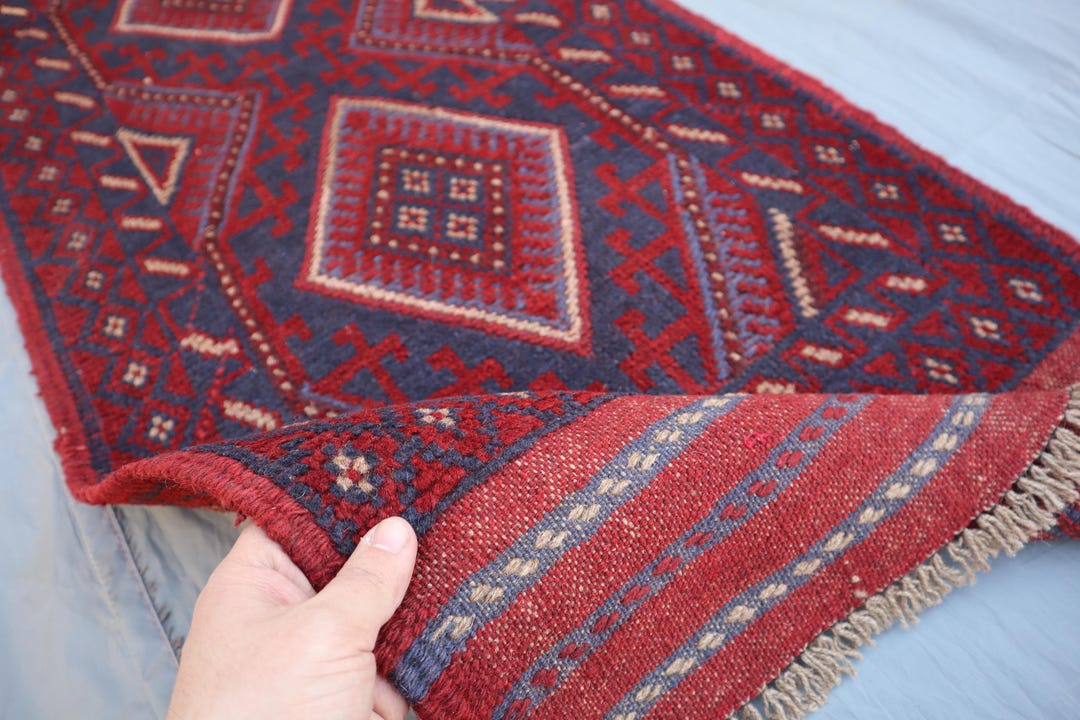 ヴィンテージ アフガン ランナーラグ、トライバル ジオメトリック