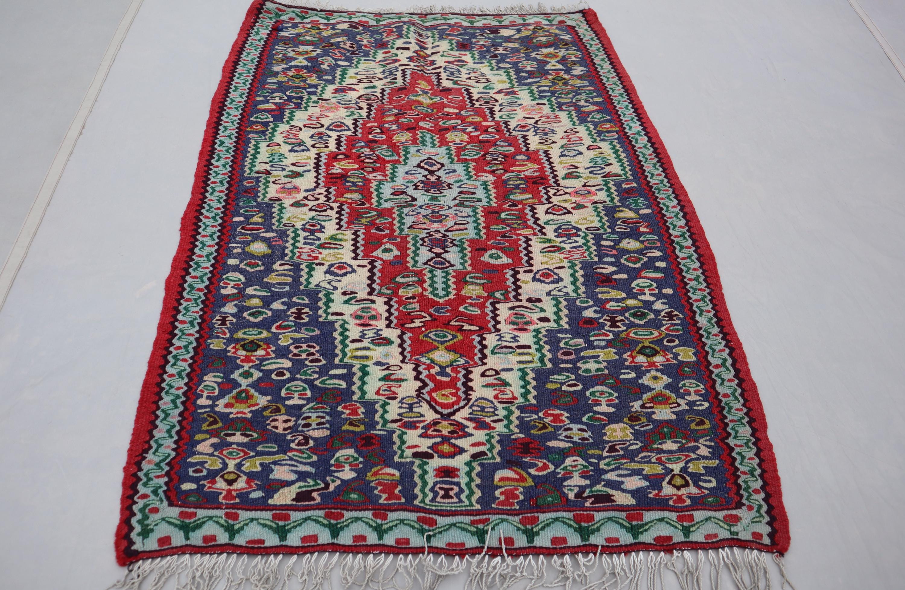 ヴィンテージ アフガニスタン キリム ラグ: 2.3 x 3.3 フィートの