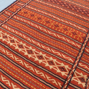 2&#39;5x6&#39;11 Ft Afghan Antique Kilim - Flatweave Handmade Wool Kilim - Vintage Striped Kilim - Geometric Tribal Kilim - Boho Rug - Turkish Rug