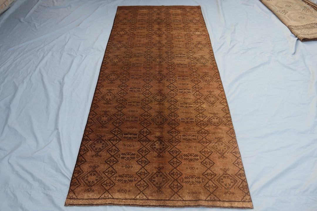 Antique 4x9 Terracotta Bukhara Area Rug - Hand Knotted Organic Wool ...
