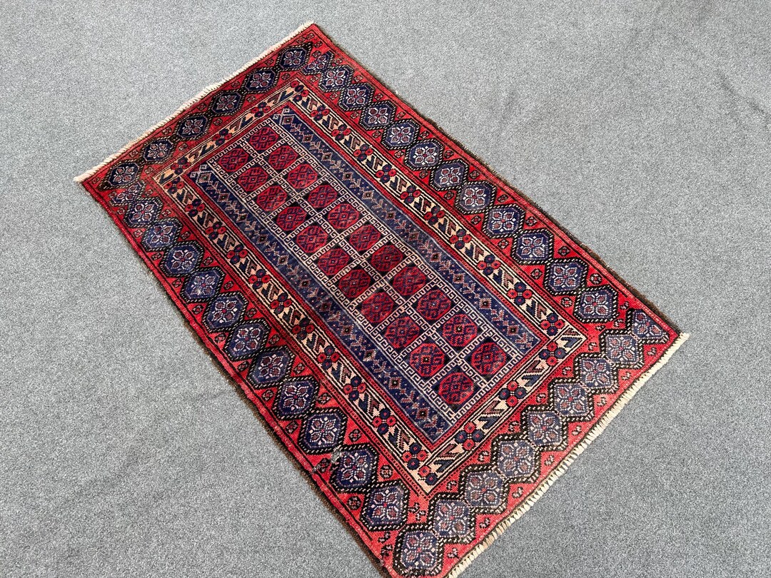 ヴィンテージ バルーチ ラグ：3x4 アフガニスタン手織り