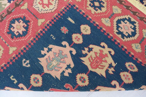 大型アンティーク アフガニスタン スマック キリム ラグ：11.5 x 14.8