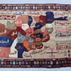 Vintage handgemaakte Afghaanse kaart Tribal Baluch 100% wollen vloerkleed. Handgemaakt uniek vloerkleed van 2'10 x 4'4 voet. Decoratief wandkleed