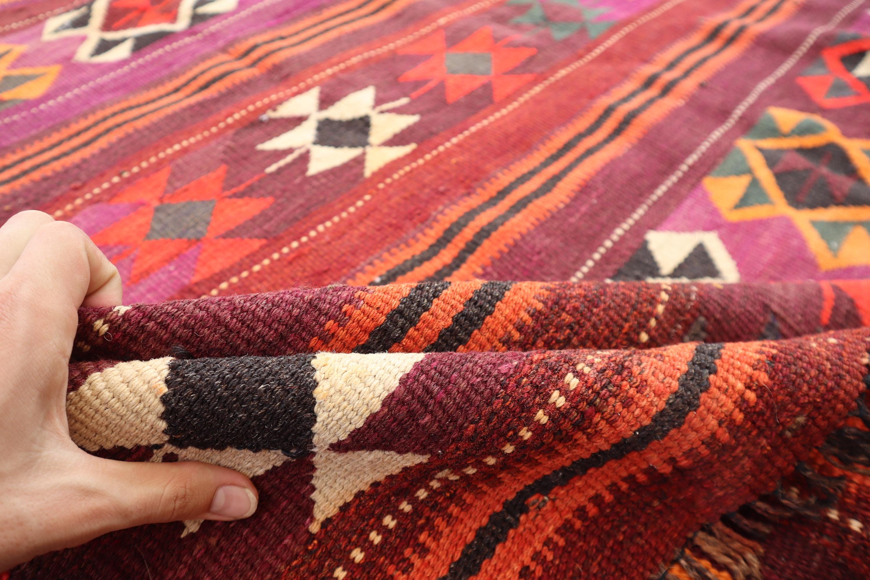 ヴィンテージアフガンキリムラグ: 5x7 ハンドメイドウール平織り