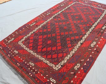 Collectors piece 5x9 Kilim Area Rug - Afghan Handmade Wool Flatweave Kilim Rug - Antique Tribal Maimana Kilim Rug - Bedroom, Living Room Rug