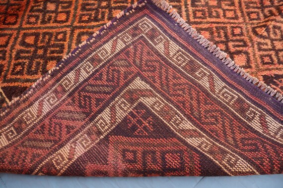 バルーチ　手織りラグ　アフガニスタン製 トライバルラグ バルーチ ヴィンテージラグ 手織り絨毯